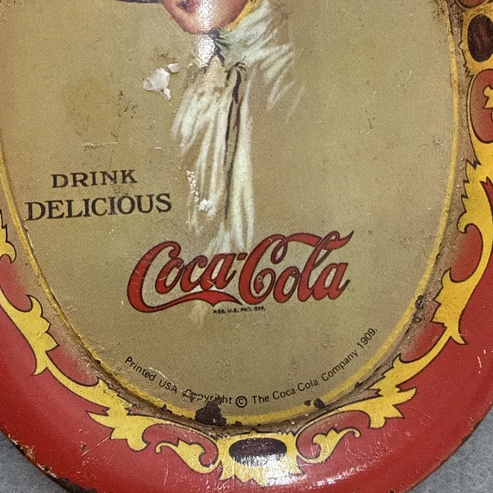 Vintage Coca Cola Mini Tip Tray 1909 Hamilton King Lady Reproduction 1970s